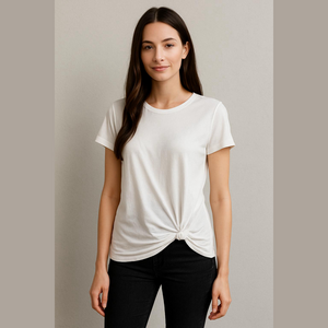 Nwot Belle by Kim Gravel Twist front Tee White Medium